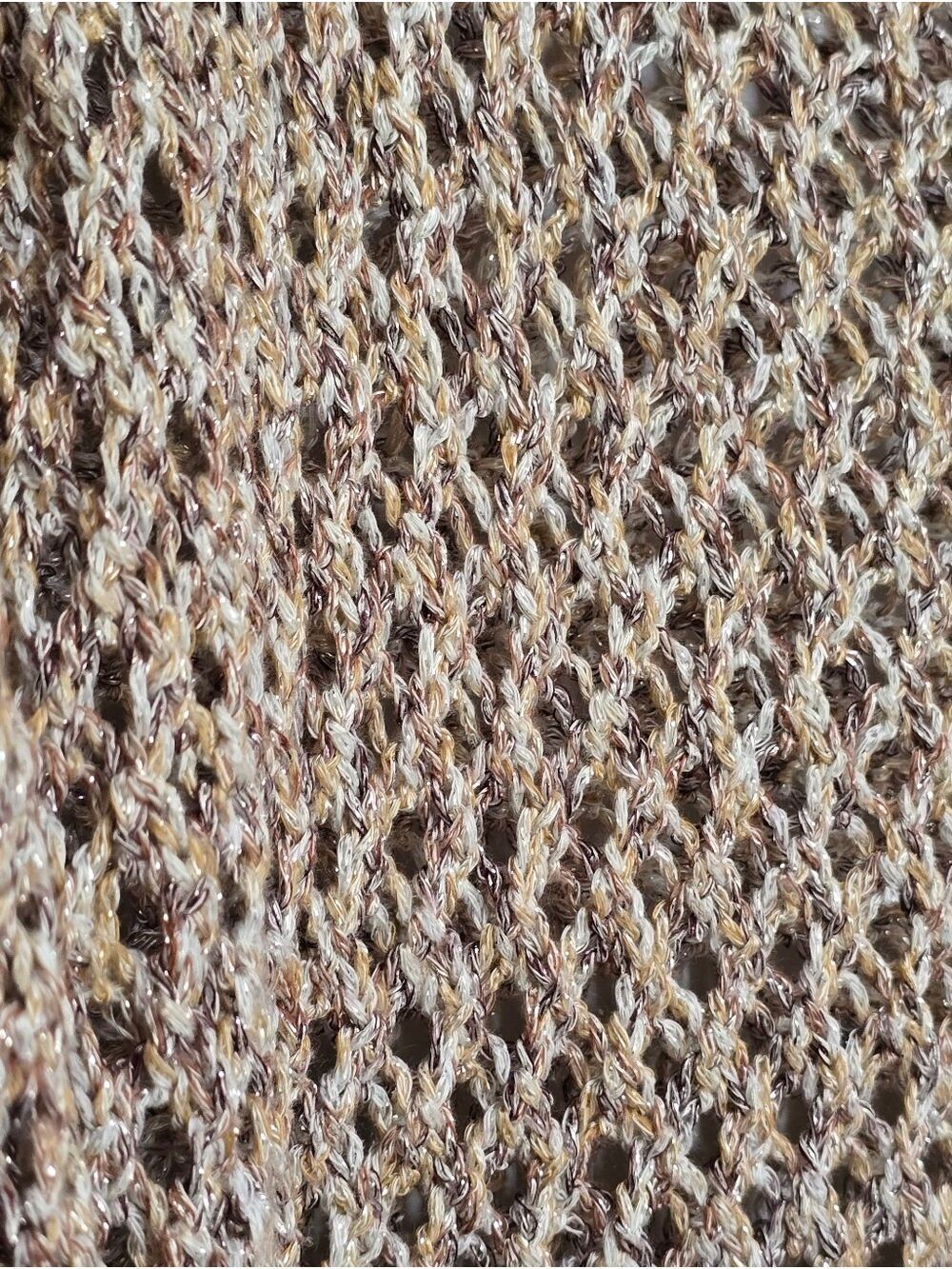 Kenar Open Knit Metallic Sweater XL Beige Marled Boho Crochet - Picture 9 of 14